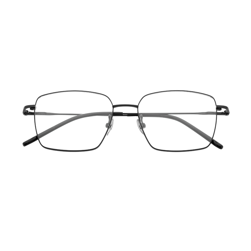 HJ22114-Titanium Stylish Ultra Light square Half Titanium Eyeglass Frame Custom Logo Printing Service Semi Titanium glasses Frames