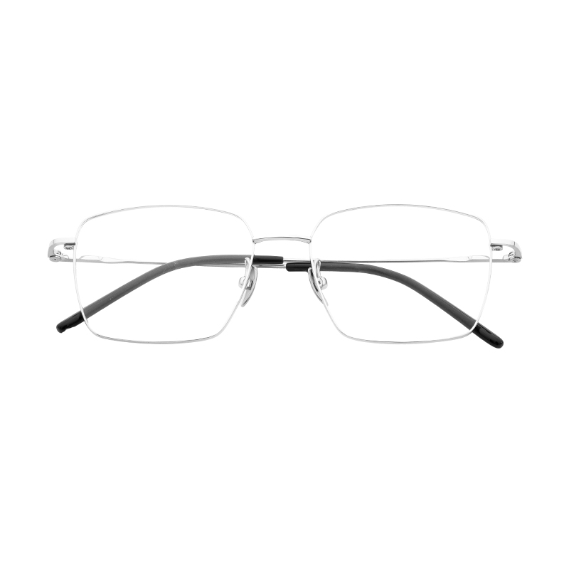HJ22114-Titanium Stylish Ultra Light square Half Titanium Eyeglass Frame Custom Logo Printing Service Semi Titanium glasses Frames