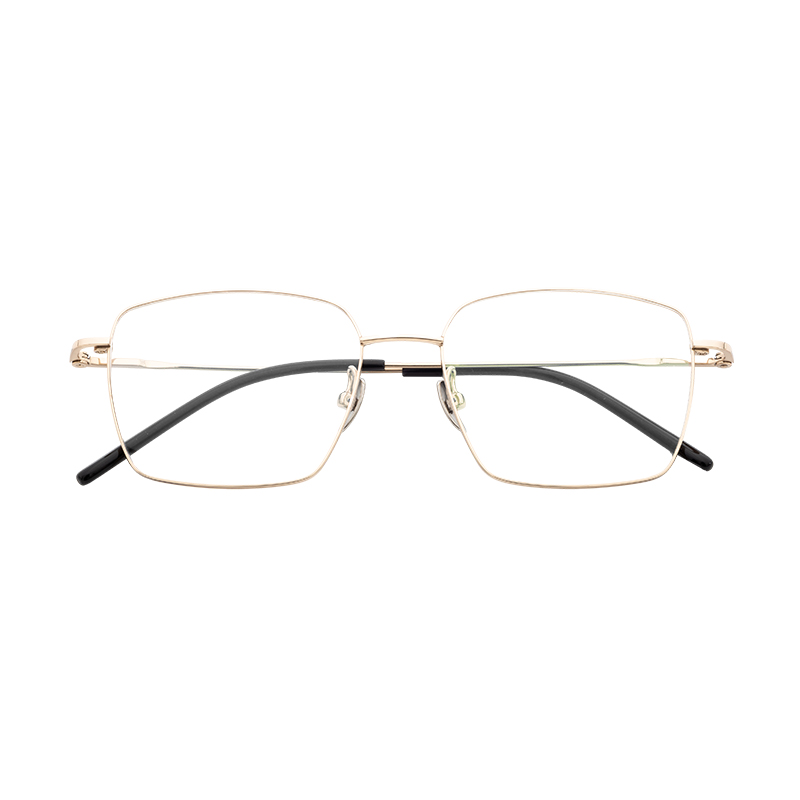 HJ22114-Titanium Stylish Ultra Light square Half Titanium Eyeglass Frame Custom Logo Printing Service Semi Titanium glasses Frames