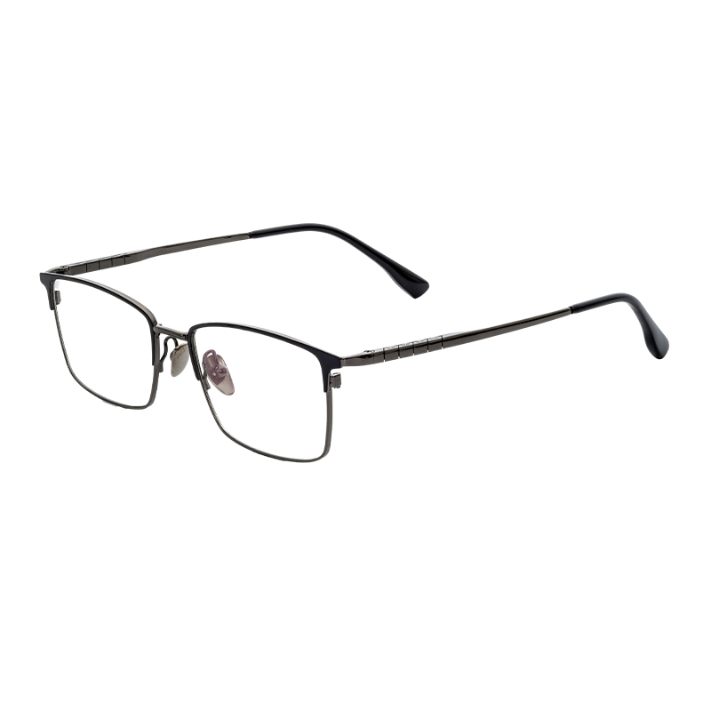 HJ18824-Titanium Men Fashion Semi-Titanium Eyeglass Frames Retro Square Design Ultra-Light and Comfortable for Daily Elegance