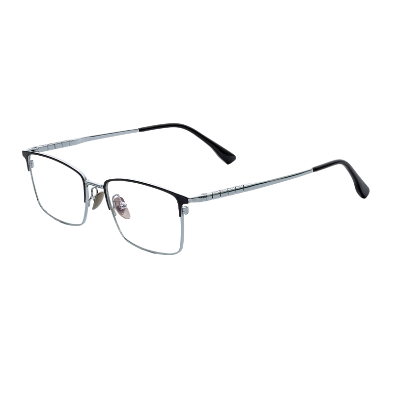 HJ18824-Titanium Men Fashion Semi-Titanium Eyeglass Frames Retro Square Design Ultra-Light and Comfortable for Daily Elegance