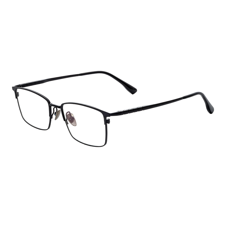 HJ18824-Titanium Men Fashion Semi-Titanium Eyeglass Frames Retro Square Design Ultra-Light and Comfortable for Daily Elegance