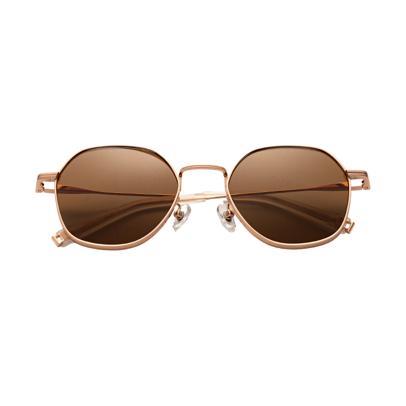 HJCK9842-Titanium Hot Selling Round Frame Sunglasses Men Women fashion Glasses Unisex UV400 Customs Shades Sunglasses logo